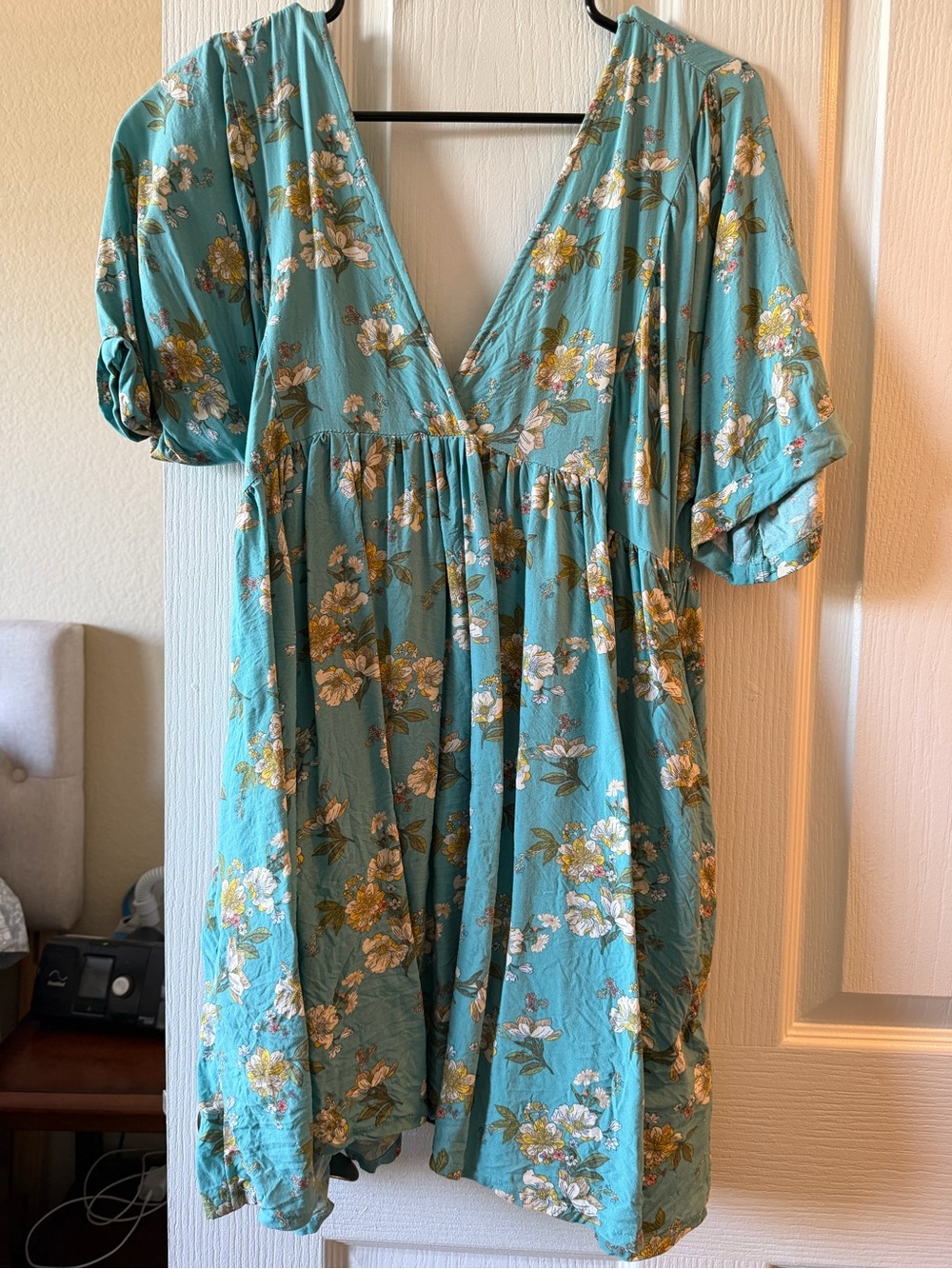 O'Neill Teal Floral V-Neck Summer Dress - Picture 3 of 4
